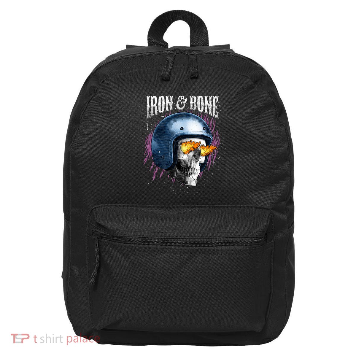 Iron And Bone Skull Biker Flame 16 in Basic Backpack