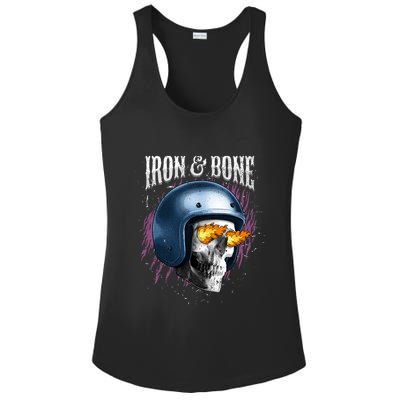 Iron And Bone Skull Biker Flame Ladies PosiCharge Competitor Racerback Tank