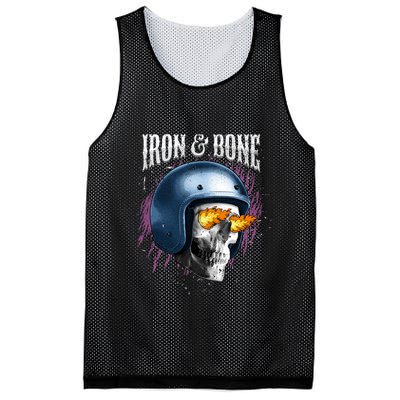 Iron And Bone Skull Biker Flame Mesh Reversible Basketball Jersey Tank