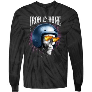 Iron And Bone Skull Biker Flame Tie-Dye Long Sleeve Shirt