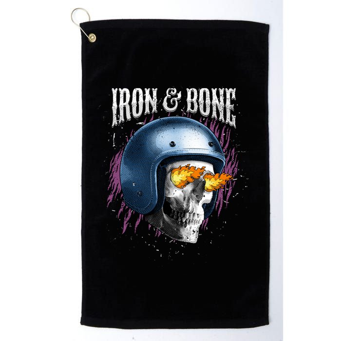 Iron And Bone Skull Biker Flame Golf Towel