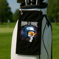 Iron And Bone Skull Biker Flame Golf Towel