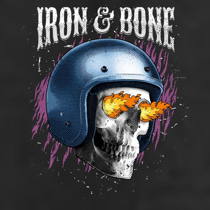 Iron And Bone Skull Biker Flame Golf Towel