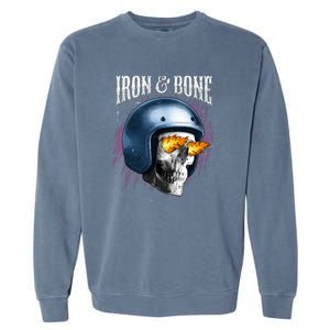 Iron And Bone Skull Biker Flame Garment-Dyed Sweatshirt