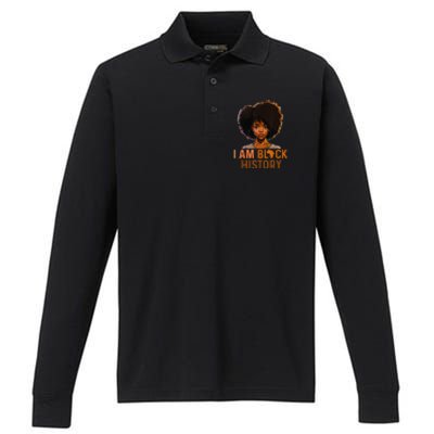 I Am Black History Melanin Black History Month Performance Long Sleeve Polo