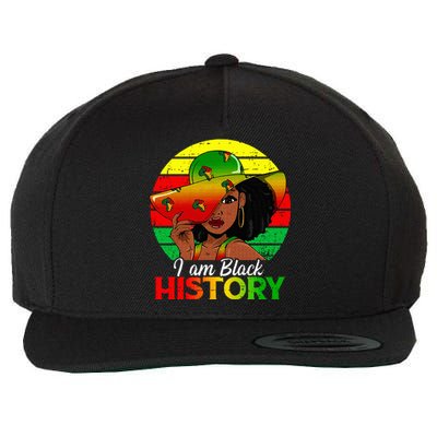 I Am Black History African American Black Pride Black Wool Snapback Cap