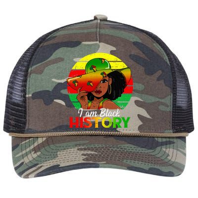 I Am Black History African American Black Pride Black Retro Rope Trucker Hat Cap