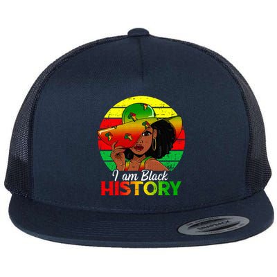 I Am Black History African American Black Pride Black Flat Bill Trucker Hat