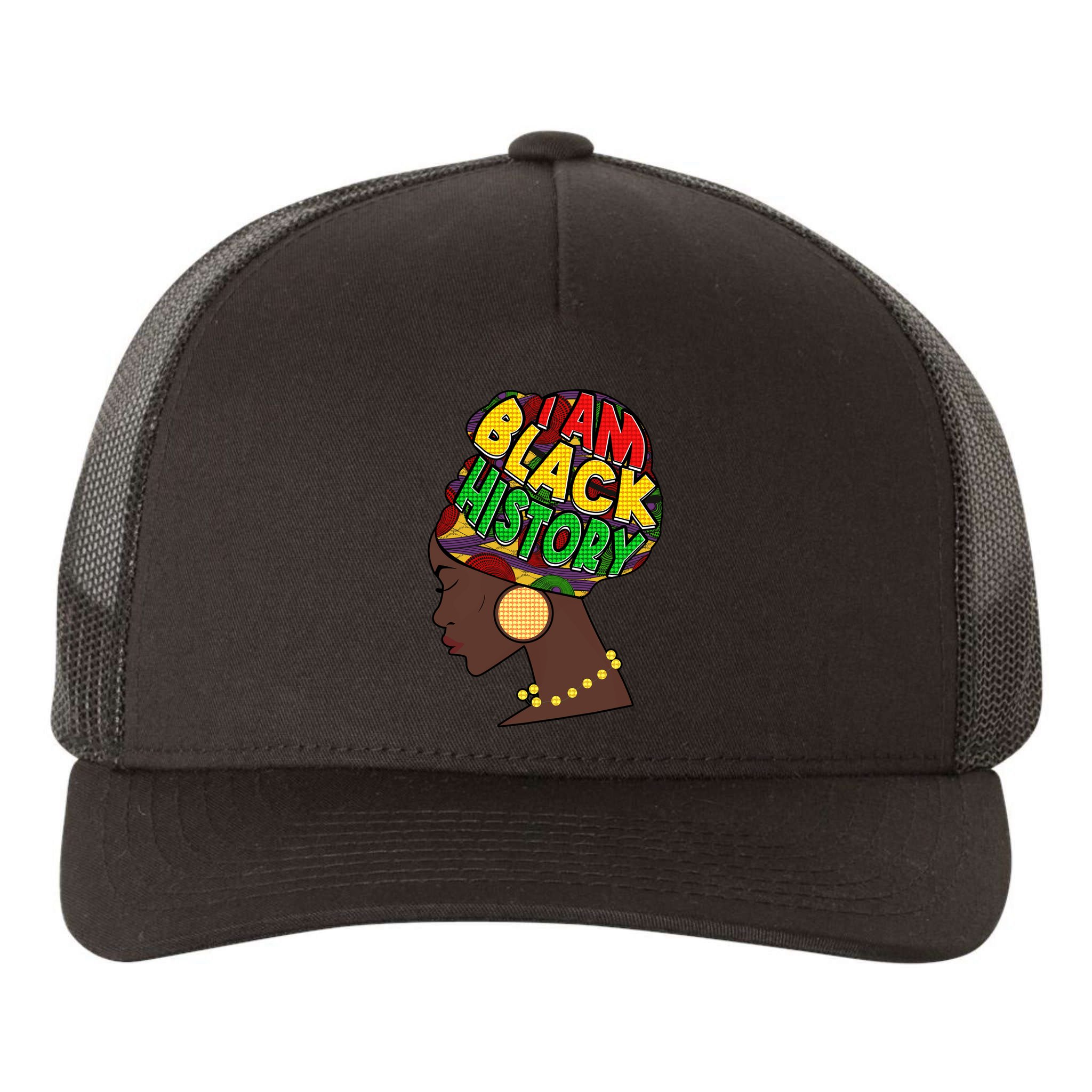 I Am Black History Beautiful Black Woman In Turban Yupoong Adult 5-Panel Trucker Hat
