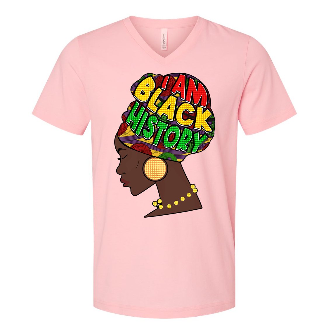 I Am Black History Beautiful Black Woman In Turban V-Neck T-Shirt