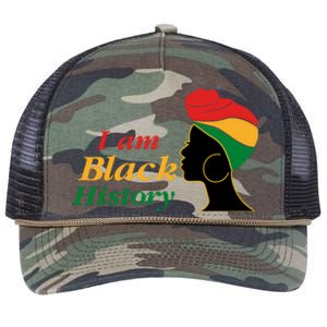 I Am Black History Strong Female Pride Retro Rope Trucker Hat Cap