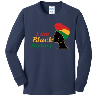 I Am Black History Strong Female Pride Kids Long Sleeve Shirt