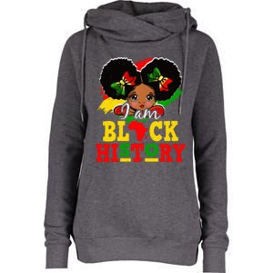 I Am Black History Month African American Womens Funnel Neck Pullover Hood