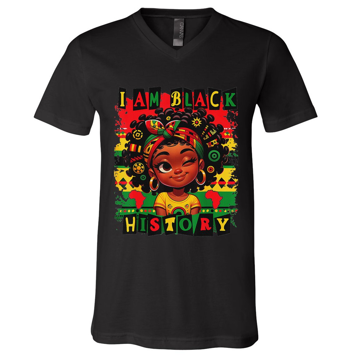 I Am Black History Month African American For V-Neck T-Shirt