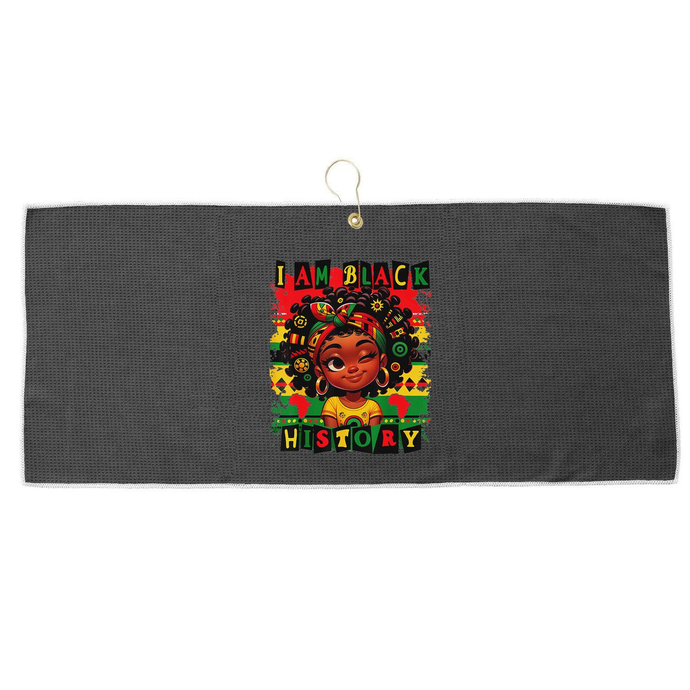 I Am Black History Month African American For Large Microfiber Waffle Golf Towel
