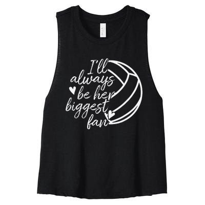 ILl Always Be Her Biggest Fan Volleyball Mom Dad Women's Racerback Cropped Tank