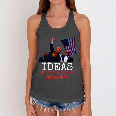 Ideas Are Bulletproof Trump 2024 Women's Knotted Racerback Tank