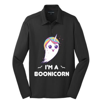 Im A Boonicorn Cute And Funny Ghost Unicorn For Halloween Gift Silk Touch Performance Long Sleeve Polo