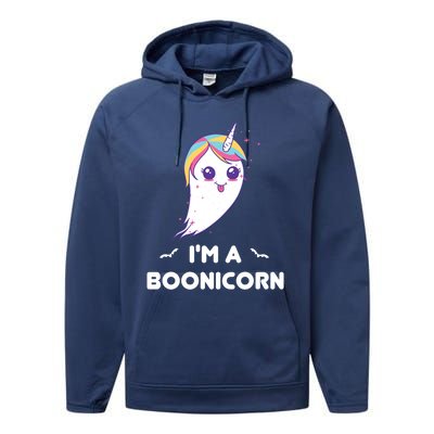 Im A Boonicorn Cute And Funny Ghost Unicorn For Halloween Gift Performance Fleece Hoodie