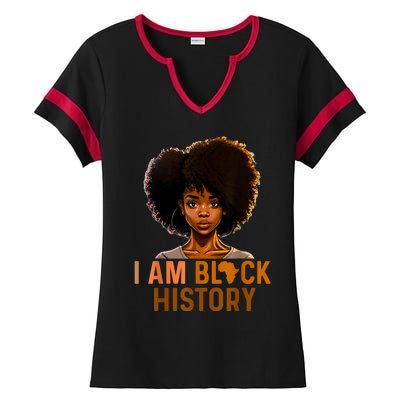 I Am Black History Women Black History Month Melanin Ladies Halftime Notch Neck Tee