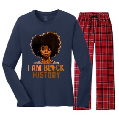 I Am Black History Women Black History Month Melanin Women's Long Sleeve Flannel Pajama Set 