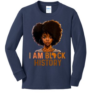 I Am Black History Women Black History Month Melanin Kids Long Sleeve Shirt