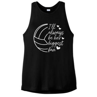 ILl Always Be Her Biggest Fan Volleyball Mom Dad Ladies PosiCharge Tri-Blend Wicking Tank