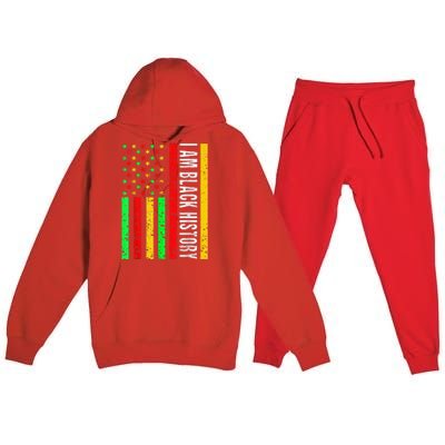 I Am Black History African American Flag Premium Hooded Sweatsuit Set