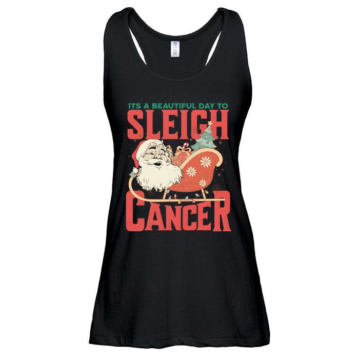 Its A Beautiful Day To Sleigh Cancer Santa Claus Christmas Ladies Essential Flowy Tank