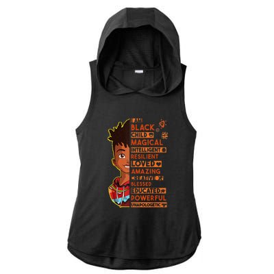 I Am Black History Month African American Ladies PosiCharge Tri-Blend Wicking Draft Hoodie Tank