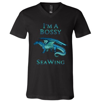 Im A Bossy Seawing Dragon Lovers Ocean Dragon V-Neck T-Shirt