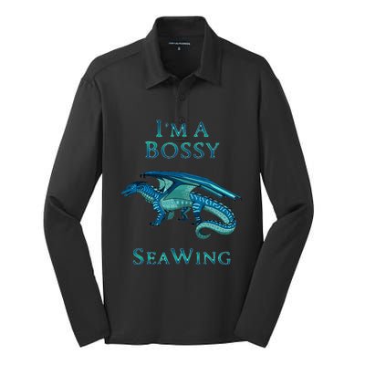 Im A Bossy Seawing Dragon Lovers Ocean Dragon Silk Touch Performance Long Sleeve Polo