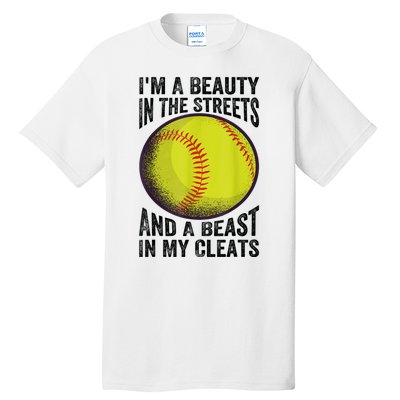 Im A Beauty In The Streets And A Beast In My Cleats Tall T-Shirt