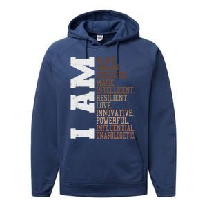 I Am Black Unapologetically Black History Month Great Gift Performance Fleece Hoodie