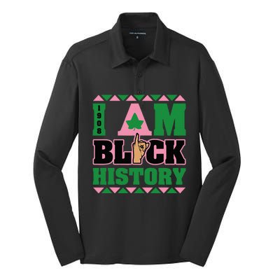 I Am Black History Women Aka African Sorority Silk Touch Performance Long Sleeve Polo