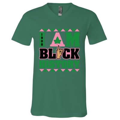 I Am Black History Women Aka African Sorority V-Neck T-Shirt