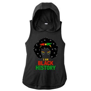 I Am Black History African American Female Pride Ladies PosiCharge Tri-Blend Wicking Draft Hoodie Tank