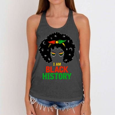 I Am Black History African American Female Pride Women's Knotted Racerback Tank