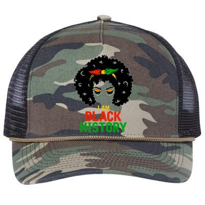 I Am Black History African American Female Pride Retro Rope Trucker Hat Cap