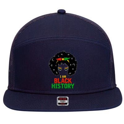 I Am Black History African American Female Pride 7 Panel Mesh Trucker Snapback Hat