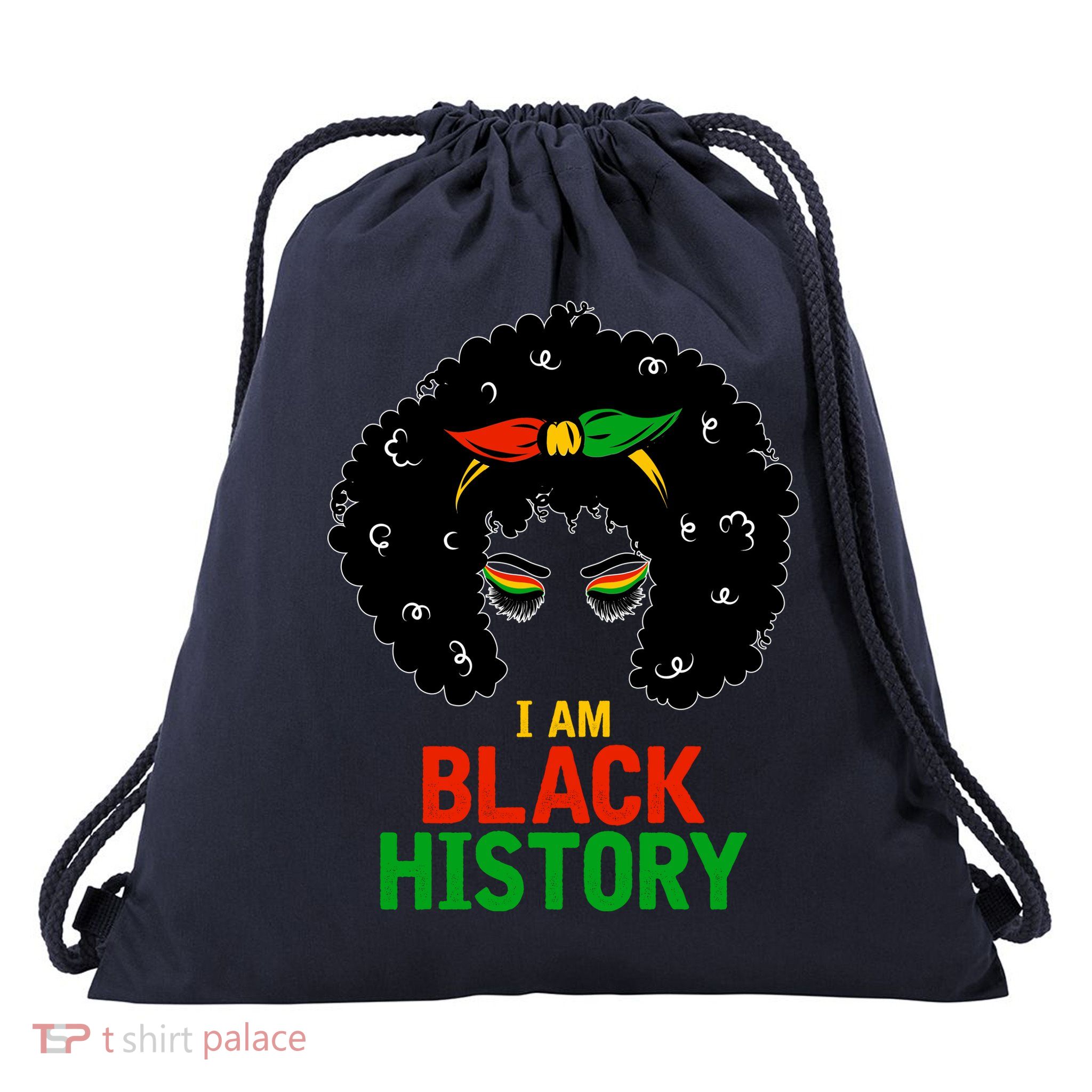 I Am Black History African American Female Pride Drawstring Bag