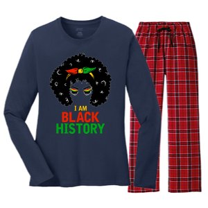 I Am Black History African American Female Pride Women's Long Sleeve Flannel Pajama Set 