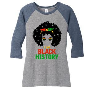 I Am Black History African American Female Pride Women's Tri-Blend 3/4-Sleeve Raglan Shirt