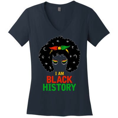 I Am Black History African American Female Pride Women's V-Neck T-Shirt