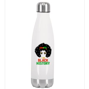 I Am Black History African American Female Pride Stainless Steel Insulated Water Bottle