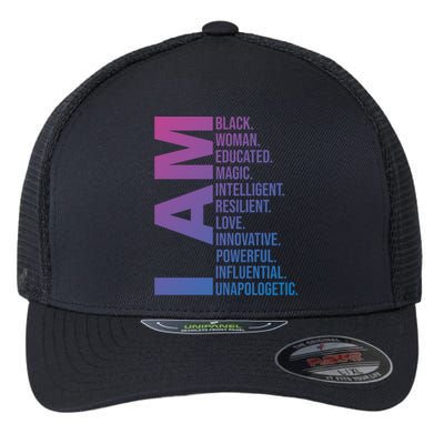 I Am Black Black History Month Educated Black Gift Flexfit Unipanel Trucker Cap