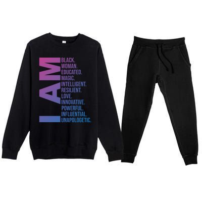 I Am Black Black History Month Educated Black Gift Premium Crewneck Sweatsuit Set