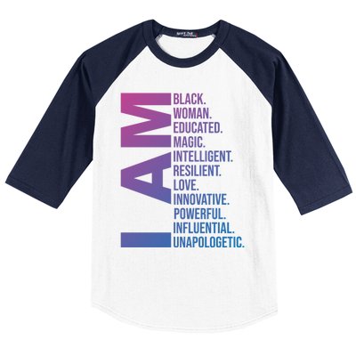 I Am Black Black History Month Educated Black Gift Baseball Sleeve Shirt