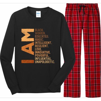 I Am Black Black History Juneteenth Melanin Educated Cute Gift Long Sleeve Pajama Set