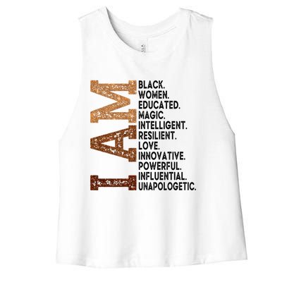 I Am Black Educated Melanin Black History Juneteenth Gift Women's Racerback Cropped Tank